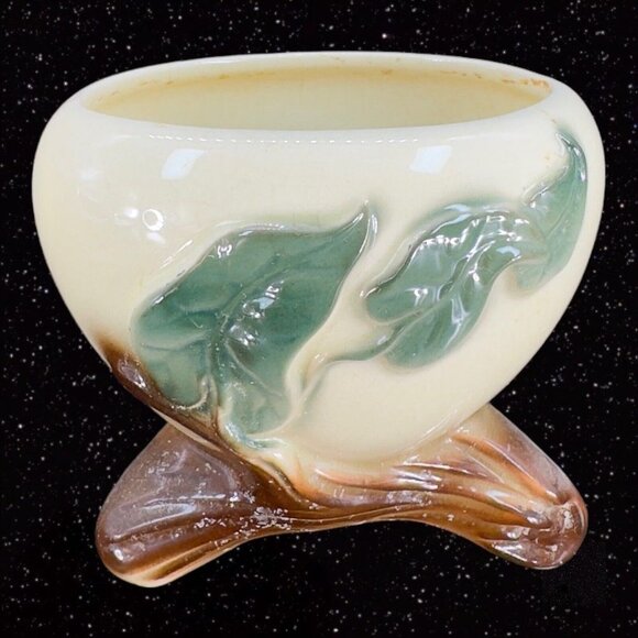 Royal Copley Footed Philodendron Planter Vase Vintage Old Pottery Ceramic 4"Tall - Picture 1 of 11